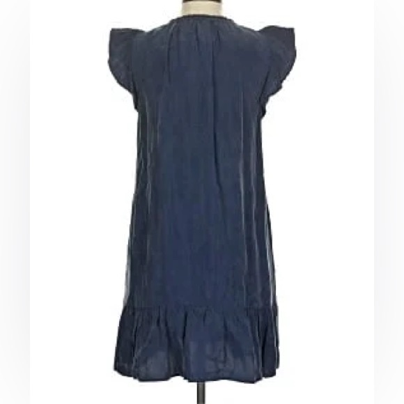 EVEREVE Cupro Navy Blue Ruffle Hem Mini Dress - Super SOFT Fabric!! - Picture 2 of 16